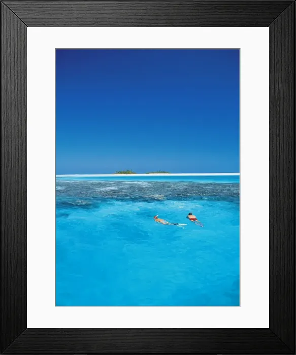 Framed Print : Couple snorkelling in the Maldives, Indian Ocean, Asia Framed Print : Couple snorkelling in the Maldives, Indian Ocean, Asia