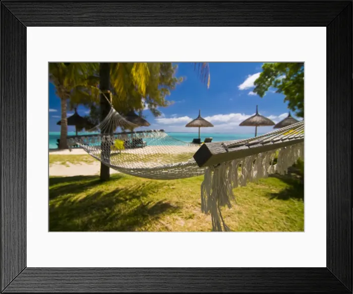 Framed Print : Hammock on the beach of the Beachcomber Le Paradis Hotel, Mauritius, Indian Ocean, Africa Framed Print : Hammock on the beach of the Beachcomber Le Paradis Hotel, Mauritius, Indian Ocean, Africa