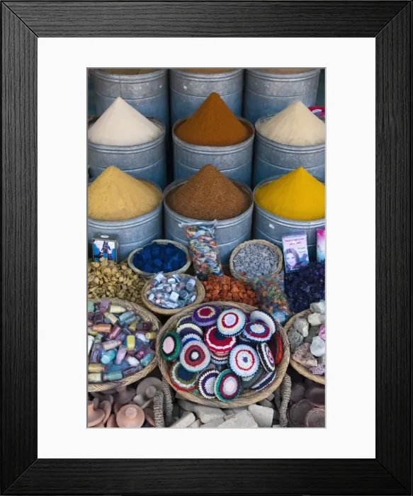 Framed Print : Spices, Medina Souk, Marrakech, Morocco, North Africa, Africa