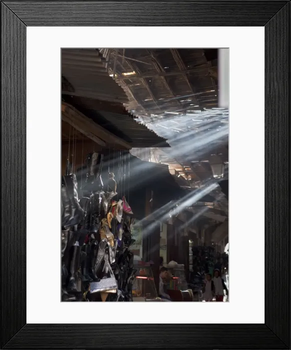 Framed Print : Shoes, street market, Medina, Fez, Morocco, North Africa, Africa Framed Print : Shoes, street market, Medina, Fez, Morocco, North Africa, Africa