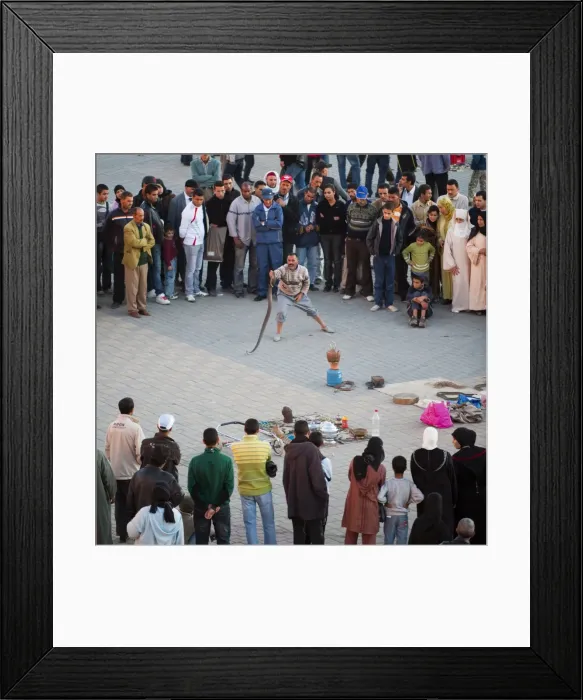 Framed Print : Snakes show, El Hedim Square, Meknes, Morocco, North Africa, Africa