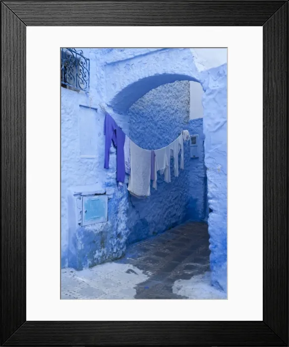 Framed Print : Clothes drying in a typical house entrance, Chefchaouen, Morocco, North Africa, Africa Framed Print : Clothes drying in a typical house entrance, Chefchaouen, Morocco, North Africa, Africa