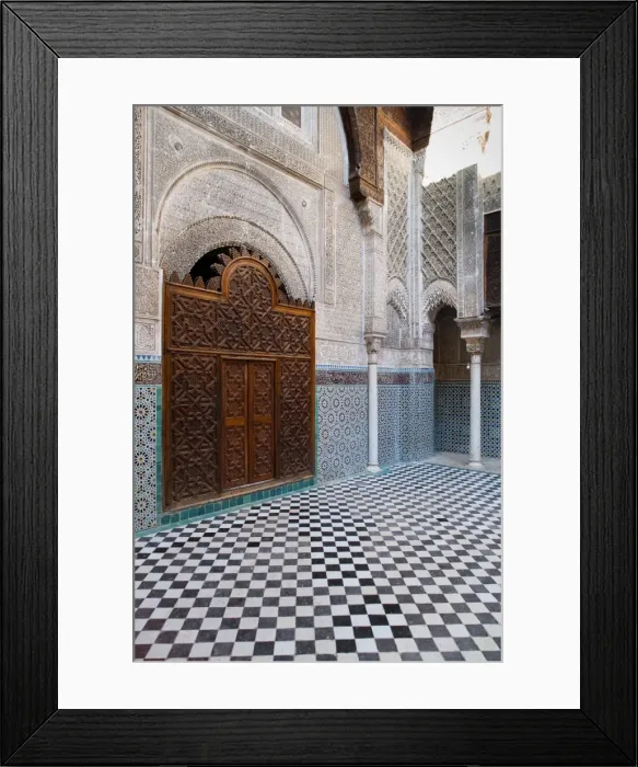 Framed Print : Bou Inania Madrasah, courtyard, Medina, UNESCO World Heritage Site, Fez Framed Print : Bou Inania Madrasah, courtyard, Medina, UNESCO World Heritage Site, Fez