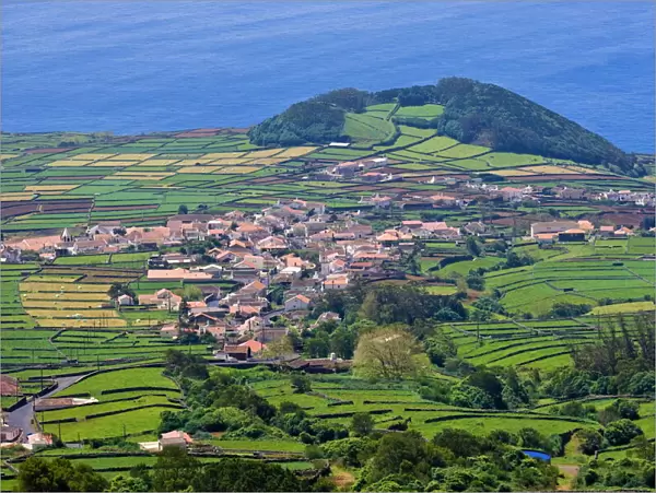 The village of Santa Barbara from Serra da Santa Barbara mountain, Terceira