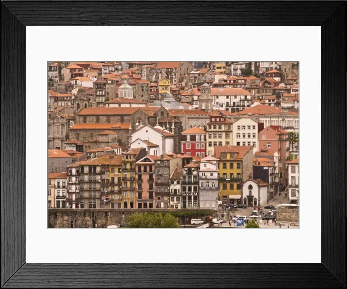 Framed Print : Vila Nova de Gaia seen from Ribeira quays, Oporto, Portugal, Europe Framed Print : Vila Nova de Gaia seen from Ribeira quays, Oporto, Portugal, Europe