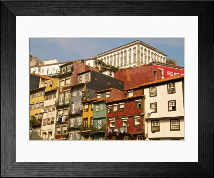 Framed Print : Typical houses in the Ribeira quarter, Oporto, Portugal, Europe Framed Print : Typical houses in the Ribeira quarter, Oporto, Portugal, Europe
