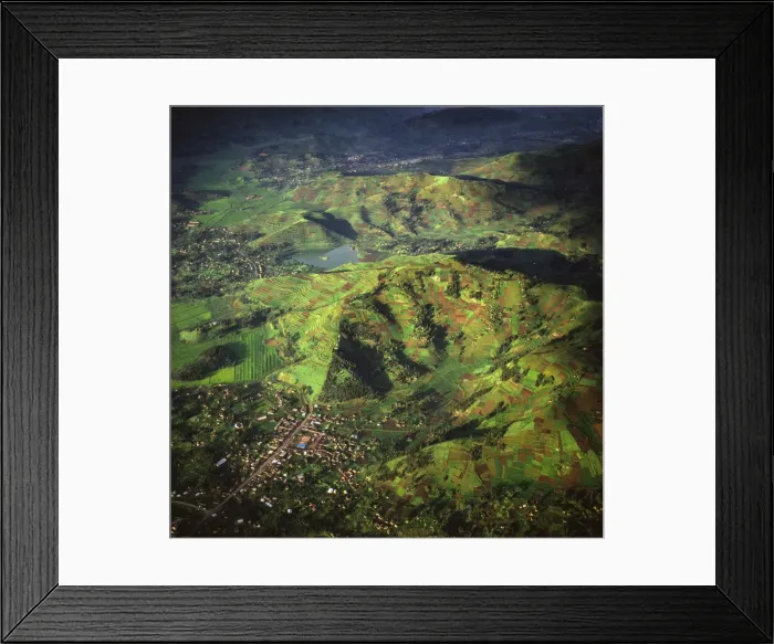 Framed Print : Aerial view of intensive agriculture in Rwanda, Africa Framed Print : Aerial view of intensive agriculture in Rwanda, Africa
