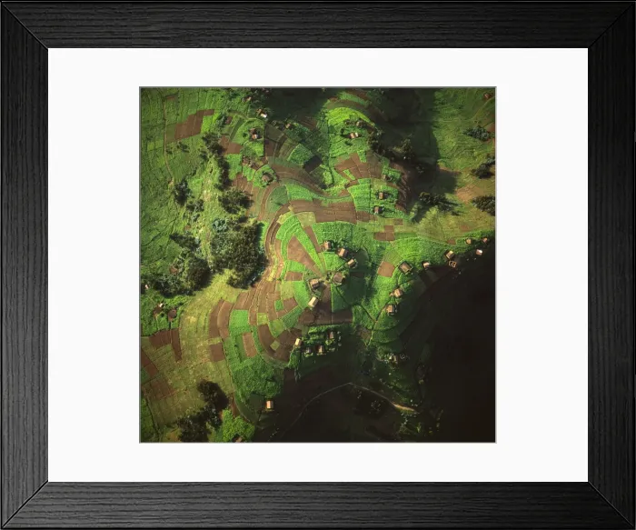 Framed Print : Aerial view of intensive agriculture in Rwanda, Africa Framed Print : Aerial view of intensive agriculture in Rwanda, Africa