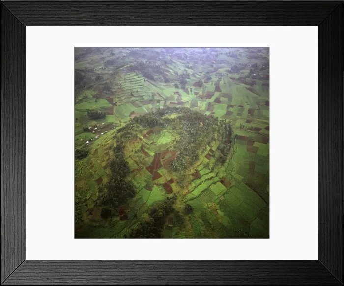 Framed Print : Aerial view of intensive agriculture on Virunga foothills, Rwanda, Africa Framed Print : Aerial view of intensive agriculture on Virunga foothills, Rwanda, Africa
