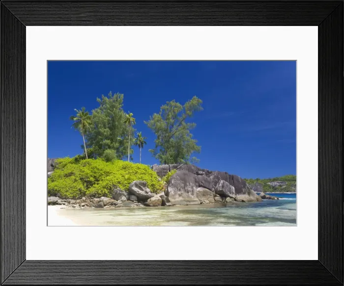 Framed Print : Granite outcrop on the beach, Port Glaud, Port Glaud district, Island of Mahe Framed Print : Granite outcrop on the beach, Port Glaud, Port Glaud district, Island of Mahe