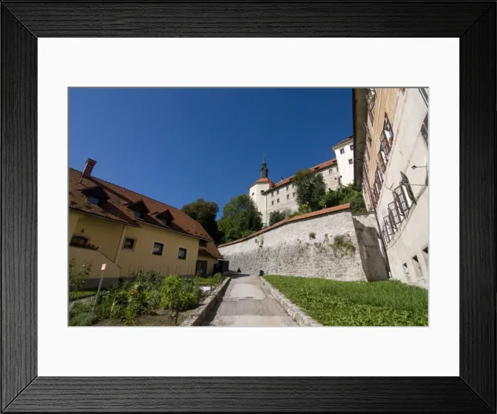 Framed Print : Path leading up to castle of Sofja Loka, Slovenia, Europe Framed Print : Path leading up to castle of Sofja Loka, Slovenia, Europe