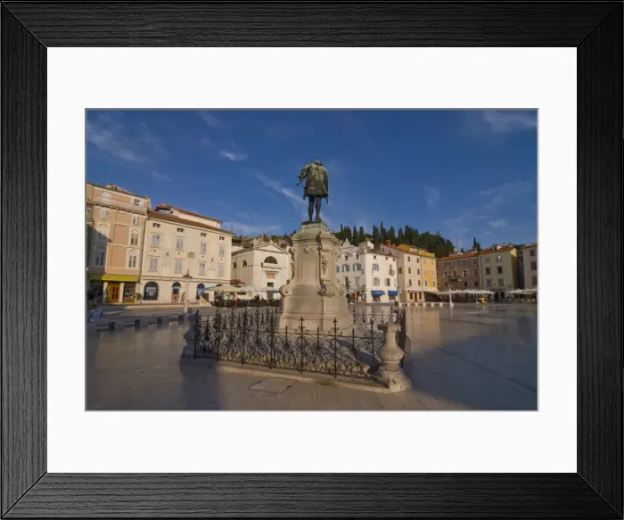 Framed Print : Tartini statue at the center square of Piran, Slovenia, Europe Framed Print : Tartini statue at the center square of Piran, Slovenia, Europe