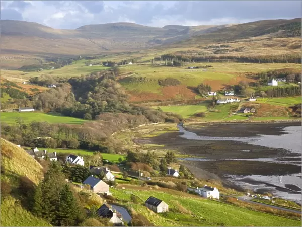 View from hillside to the village of Uig, Trotternish Peninsula, Isle of Skye