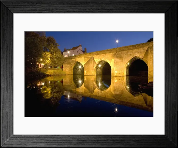 Framed Print : The River Wear and Elvet Bridge illuminated by night, Durham, County Durham Framed Print : The River Wear and Elvet Bridge illuminated by night, Durham, County Durham