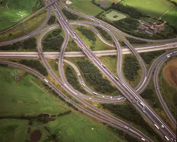 Aerial image of M25 and M11 Motorway Junction, Essex, England, United Kingdom, Europe