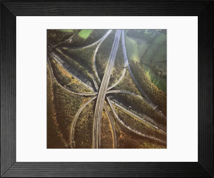 Framed Print : Aerial image of M25 and M23 Motorway Junction, Surrey, England, United Kingdom, Europe Framed Print : Aerial image of M25 and M23 Motorway Junction, Surrey, England, United Kingdom, Europe