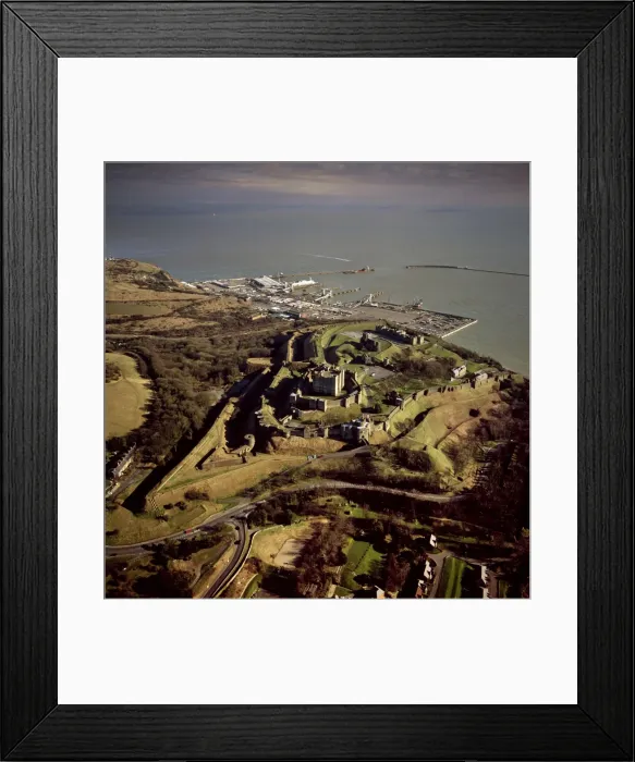 Framed Print : Aerial image of Dover Castle with Dover Harbour beyond, Kent, England, United Kingdom Framed Print : Aerial image of Dover Castle with Dover Harbour beyond, Kent, England, United Kingdom