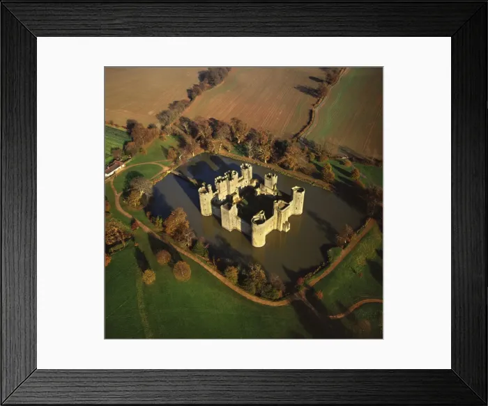 Framed Print : Aerial image of Bodiam Castle, late medieval moated castle, Robertsbridge Framed Print : Aerial image of Bodiam Castle, late medieval moated castle, Robertsbridge