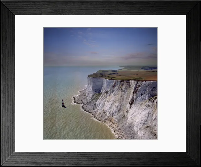 Framed Print : Aerial image of chalk cliffs and lighthouse, Beachy Head, near Eastbourne Framed Print : Aerial image of chalk cliffs and lighthouse, Beachy Head, near Eastbourne