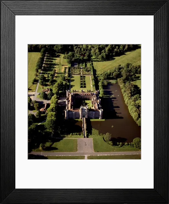 Framed Print : Aerial image of Herstmonceux Castle, a brick-built Tudor castle near Herstmonceux Framed Print : Aerial image of Herstmonceux Castle, a brick-built Tudor castle near Herstmonceux