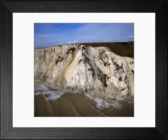 Framed Print : Aerial image of Beachy Head, a chalk headland, the highest chalk sea cliff in Britain