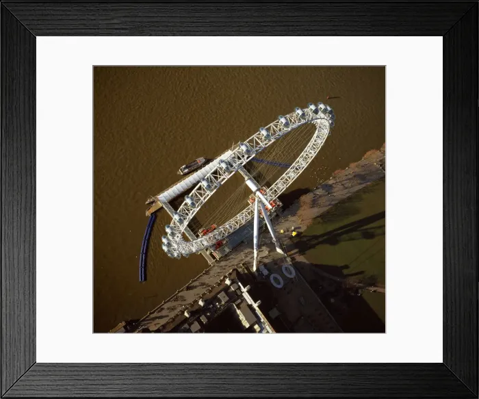 Framed Print : Aerial image of the London Eye (Millennium Wheel), South Bank of the River Thames Framed Print : Aerial image of the London Eye (Millennium Wheel), South Bank of the River Thames