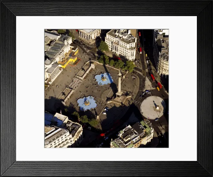 Framed Print : Aerial image of Trafalgar Square including Nelsons Column, London Framed Print : Aerial image of Trafalgar Square including Nelsons Column, London