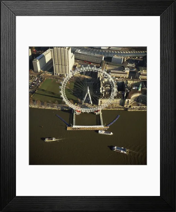 Framed Print : Aerial image of the London Eye (Millennium Wheel), South Bank of the River Thames Framed Print : Aerial image of the London Eye (Millennium Wheel), South Bank of the River Thames