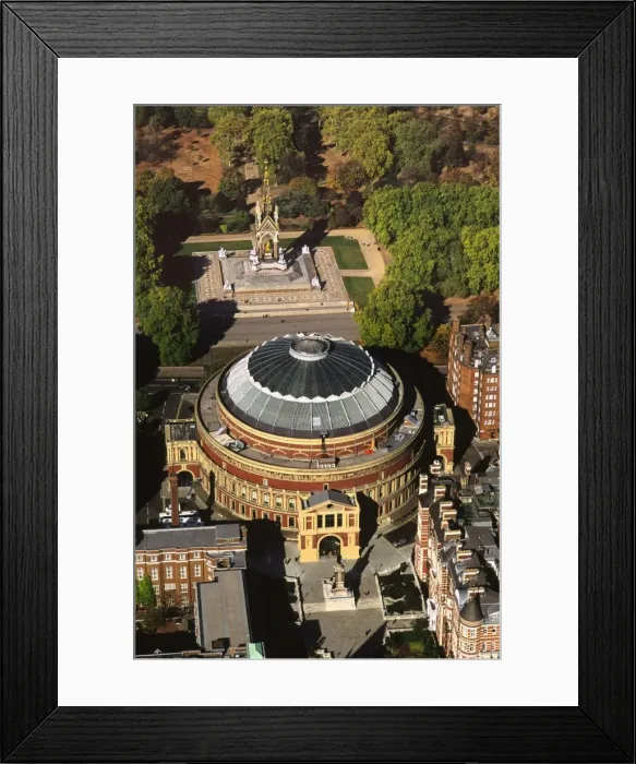Framed Print : Aerial image of the Royal Albert Hall, and the Albert Memorial in Kensington Gardens Framed Print : Aerial image of the Royal Albert Hall, and the Albert Memorial in Kensington Gardens