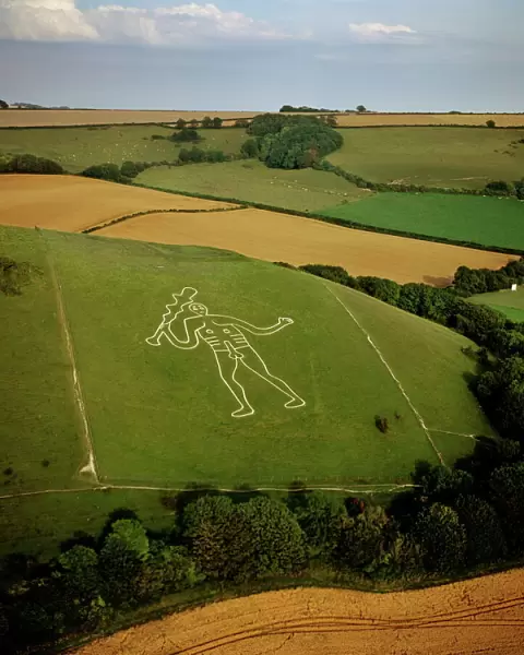 Aerial image of the Cerne Abbas Giant, Cerne Abbas, Dorset, England, United Kingdom