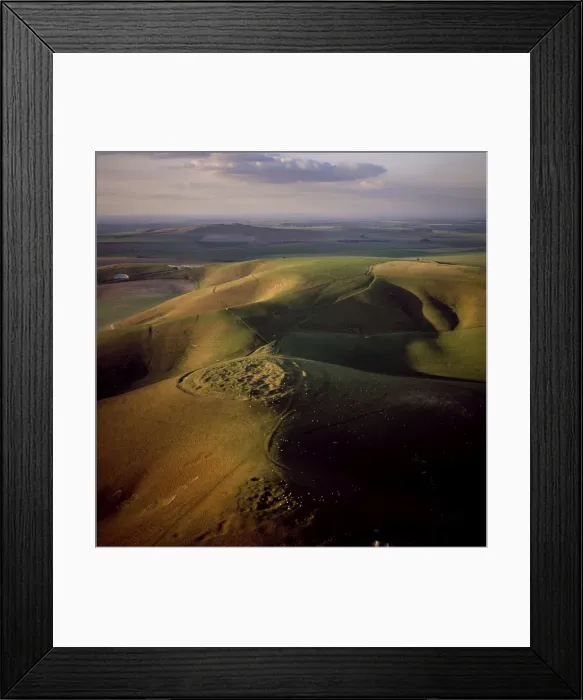 Framed Print : Aerial image of Rybury Camp, an Iron Age hill fort with Neolithic causewayed enclosure Framed Print : Aerial image of Rybury Camp, an Iron Age hill fort with Neolithic causewayed enclosure