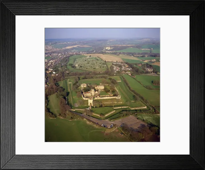 Framed Print : Aerial image of Carisbrooke Castle, a historic motte-and-bailey castle Framed Print : Aerial image of Carisbrooke Castle, a historic motte-and-bailey castle