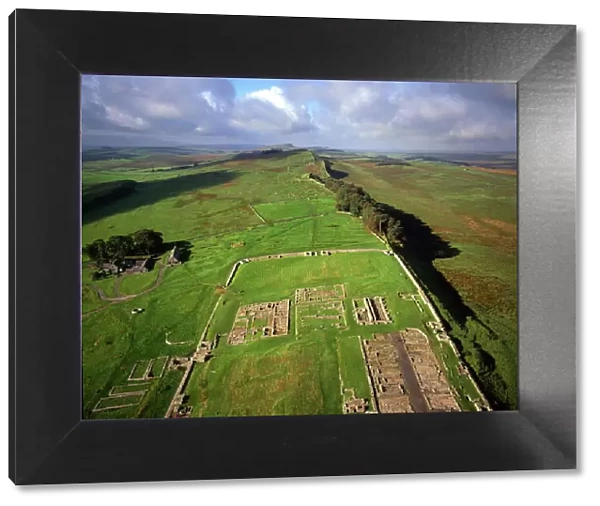 Aerial image of Housesteads Roman Fort of Vercovicium, an auxiliary fort on Hadrians Wall
