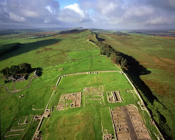 Aerial image of Housesteads Roman Fort of Vercovicium, an auxiliary fort on Hadrians Wall