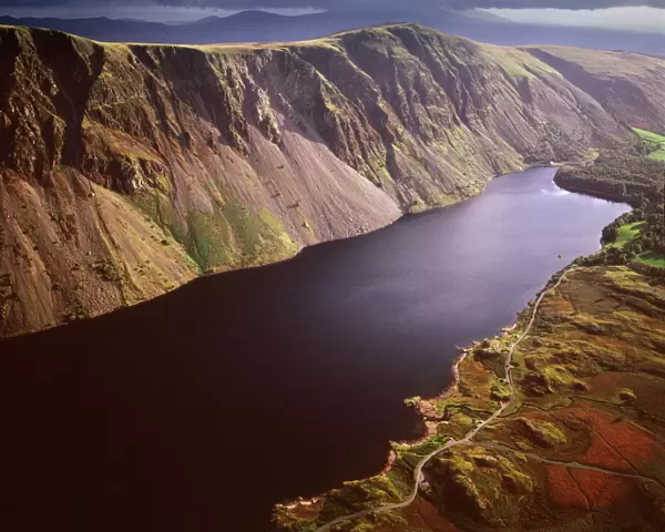 Aerial image of Wastwater Screes and Wast Water (Wastwater), the deepest lake in England