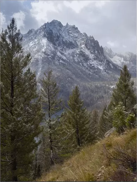 Snow-capped Sawtooth Mountains, near Redfish Lake, Rocky Mountains, Idaho