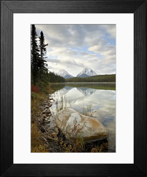 Framed Print : Mountains reflected in Leech Lake, Jasper National Park, UNESCO World Heritage Site Framed Print : Mountains reflected in Leech Lake, Jasper National Park, UNESCO World Heritage Site