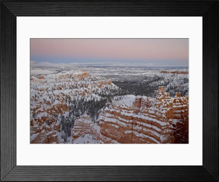 Framed Print : Sunset in the winter with snow from Sunset Point, Bryce Canyon National Park Framed Print : Sunset in the winter with snow from Sunset Point, Bryce Canyon National Park