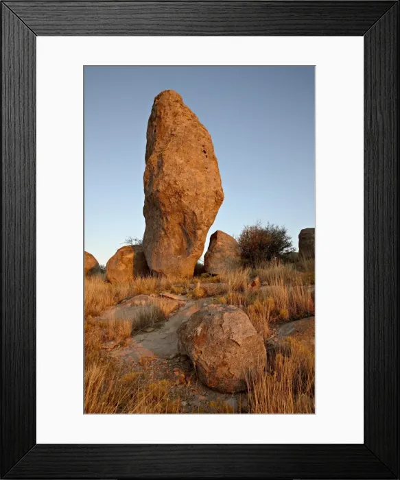 Framed Print : Boulder at sunset, City of Rocks State Park, New Mexico, United States of America Framed Print : Boulder at sunset, City of Rocks State Park, New Mexico, United States of America
