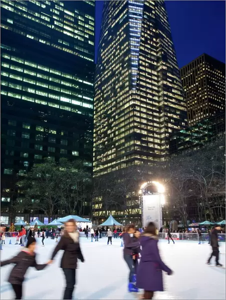 Ice skating rink in Bryant Park at Christmas, Manhattan, New York City