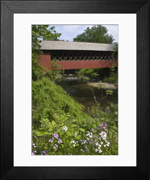 Framed Print : Covered bridge, Vermont, New England, United States of America, North America