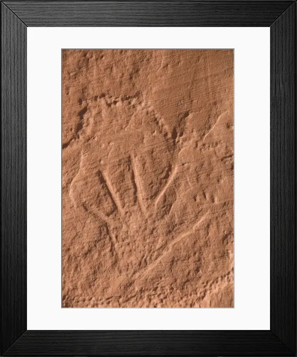 Framed Print : Old Anasazi Indian petroglyph, Mystery Valley, Monument Valley Navajo Tribal Park