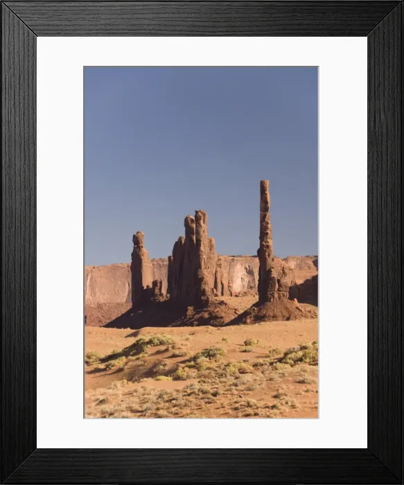 Framed Print : Afternoon view of the Totem Pole rock formation on the right and Yei Bi Chei on the left Framed Print : Afternoon view of the Totem Pole rock formation on the right and Yei Bi Chei on the left