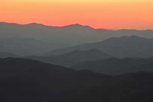 Sunset over the Great Smoky Mountains National Park, UNESCO World Heritage Site