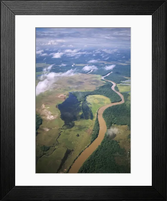 Framed Print : Aerial image of Yuruani River near Masu-paru-mota, Canaima National Park Framed Print : Aerial image of Yuruani River near Masu-paru-mota, Canaima National Park
