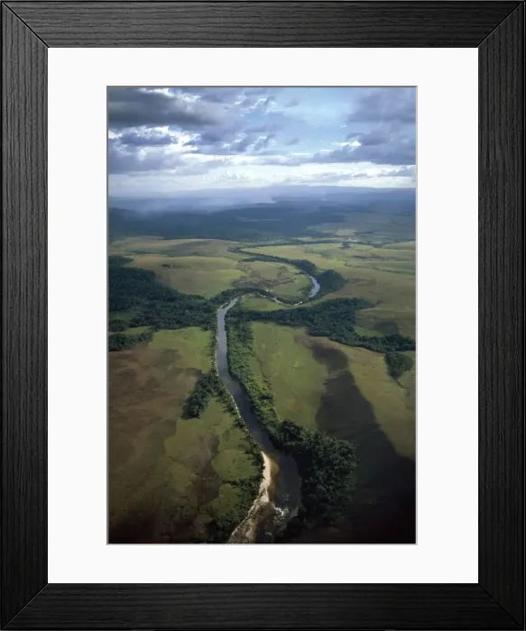 Framed Print : Aerial image of Yuruani River near Masu-paru-mota, Canaima National Park Framed Print : Aerial image of Yuruani River near Masu-paru-mota, Canaima National Park