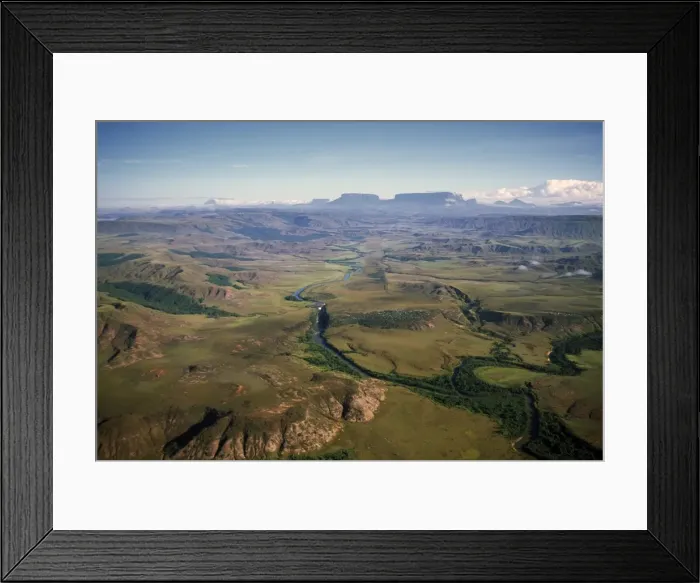 Framed Print : Aerial image of River Kukenan looking north to tepuis of Mount Kukenaam Framed Print : Aerial image of River Kukenan looking north to tepuis of Mount Kukenaam