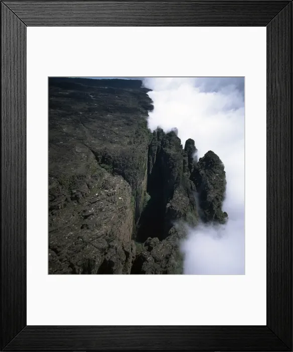 Framed Print : Aerial image of tepuis showing the Great Crack and summit of Mount Kukenaam Framed Print : Aerial image of tepuis showing the Great Crack and summit of Mount Kukenaam