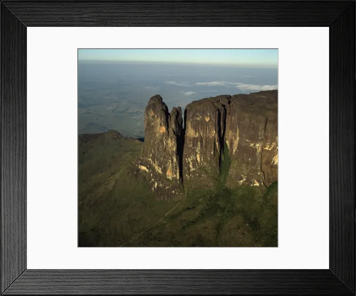 Framed Print : Aerial image of tepuis showing southeast corner and Towashing Pinnacle (Tewasen) Framed Print : Aerial image of tepuis showing southeast corner and Towashing Pinnacle (Tewasen)