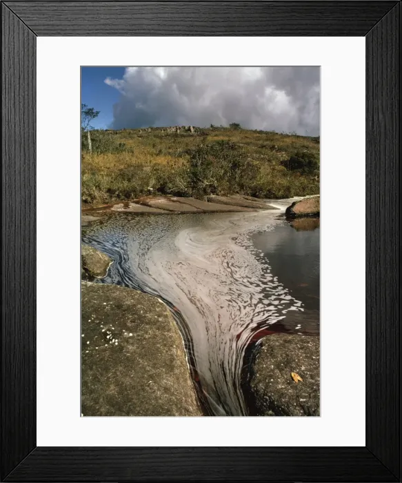 Framed Print : Auyantepui (Auyantepuy) (Devils Mountain) summit, and Blackwater River Framed Print : Auyantepui (Auyantepuy) (Devils Mountain) summit, and Blackwater River